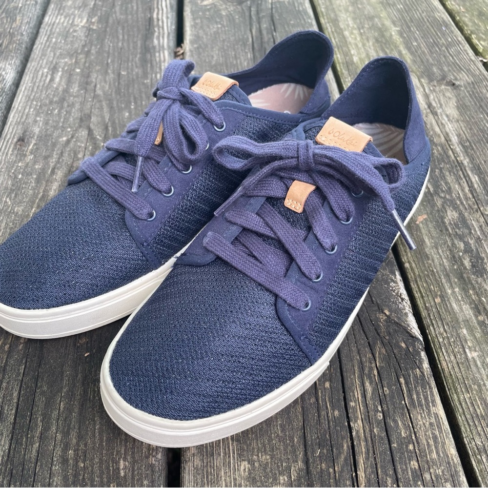 OluKai Deep Blue Sneakers with Tan Accents